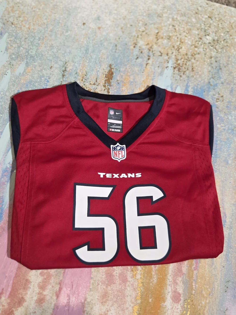 Nike Texans #56 Red Football Jersey with Black Accents